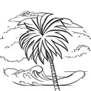 Palm Tree and wave tattoo design idea