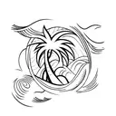 Palm Tree and wave tattoo design idea