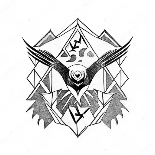 nordic runes and crows tattoo design idea