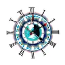 A clock with intricate earth elements forming the face tattoo design idea