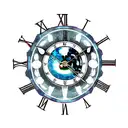 A clock with intricate earth elements forming the face tattoo design idea