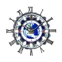 A clock with intricate earth elements forming the face tattoo design idea
