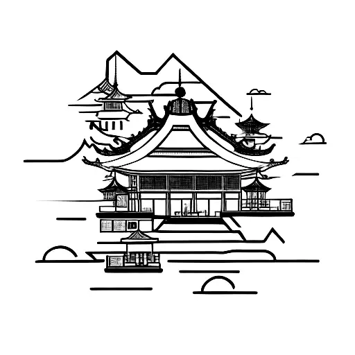 chine house  tattoo design idea