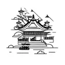 chine house  tattoo design idea
