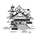 chine house  tattoo design idea