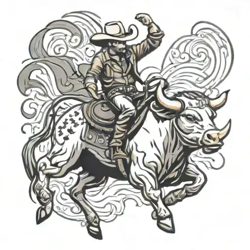 bull riding tattoo design idea
