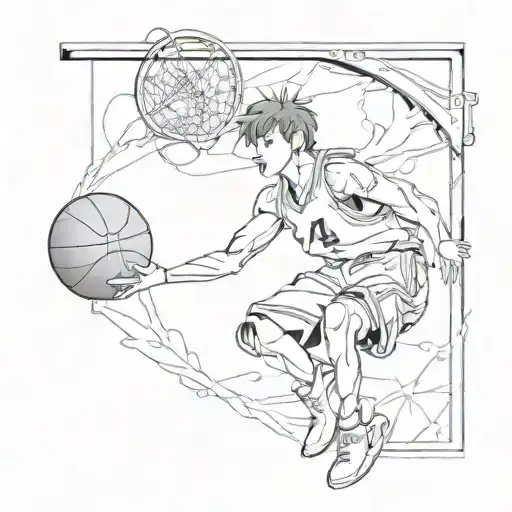 Combine elements from Slam Dunk with traditional Japanese anime style tattoo design idea