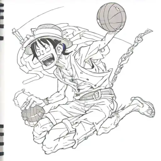 Combine elements from One Piece and Slam Dunk to create a unique crossover tattoo design tattoo design idea