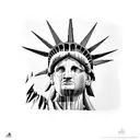 Statue of Liberty with a $100 bill covering eyes tattoo design idea