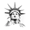 Statue of Liberty with a $100 bill covering eyes tattoo design idea