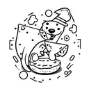 black and white jack Russell with a slice of pizza tattoo design idea