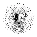 black and white jack Russell with a slice of pizza tattoo design idea