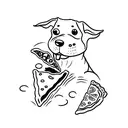 black and white jack Russell with a slice of pizza tattoo design idea