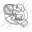 black and white jack Russell with a slice of pizza tattoo design idea