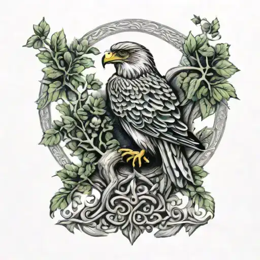 polish falcon Celtic tree of life  tattoo design idea