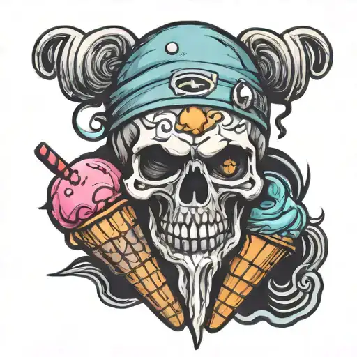 Skull ice cream tattoo design idea