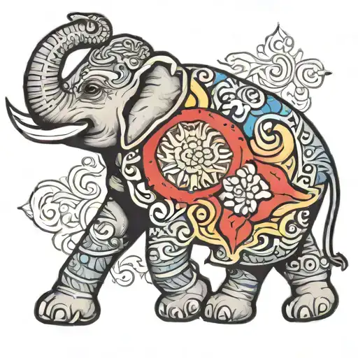 Laos flag with Laos elephant tattoo design idea