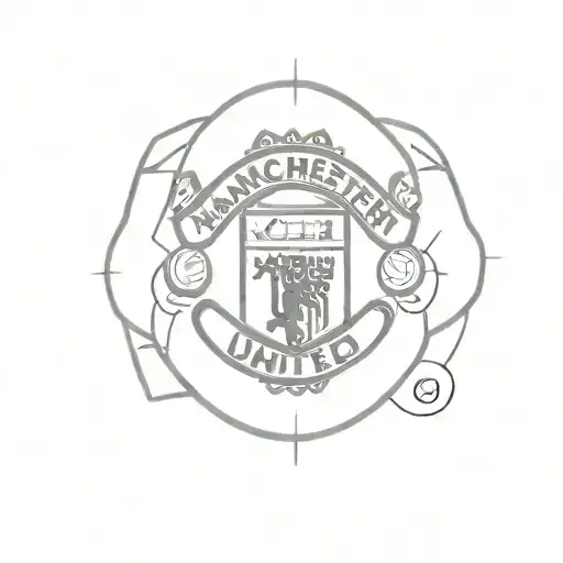 A minimalist design of a Manchester United logo combined with a number 7, symbolizing the client's passion for the team and their favorite number tattoo design idea