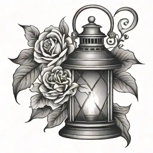 lantern with Love You Miss You Mean It tattoo design idea