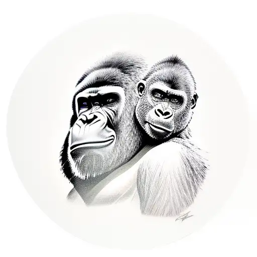 Gorilla protecting his family. tattoo design idea