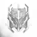 Create a minimalist design of Thor's Hammer Stormbreaker with geometric patterns tattoo design idea
