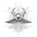 Create a minimalist design of Thor's Hammer Stormbreaker with geometric patterns tattoo design idea