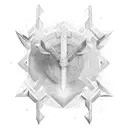 Create a minimalist design of Thor's Hammer Stormbreaker with geometric patterns tattoo design idea