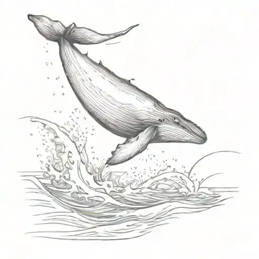 A sketch of a majestic humpback whale breaching the surface of the ocean tattoo design idea