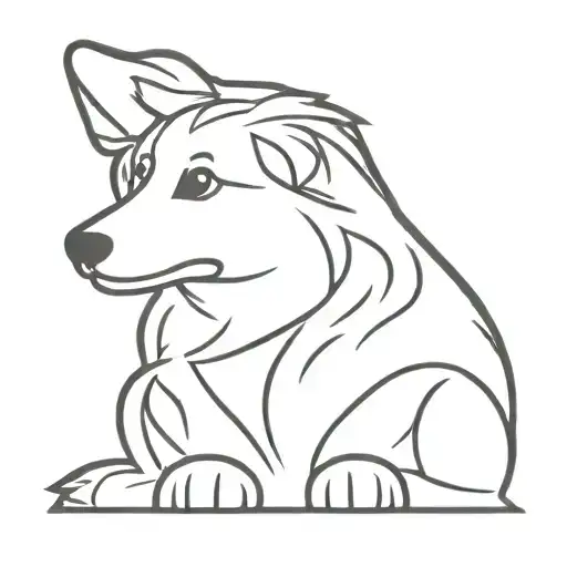 dog paw with sheltie ears folded tattoo design idea