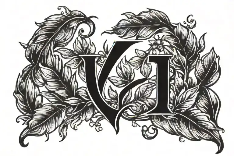 laurel wreath with the letter L in the center tattoo design idea