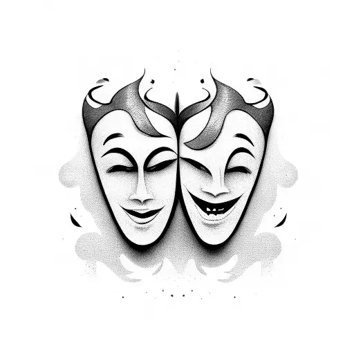 two theatrical masks could appear, one smiling and the other sad, tattoo design idea