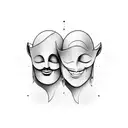 two theatrical masks could appear, one smiling and the other sad, tattoo design idea