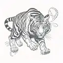 minimal tiger walking tattoo design idea