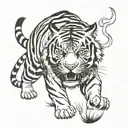 minimal tiger walking tattoo design idea