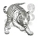 minimal tiger walking tattoo design idea