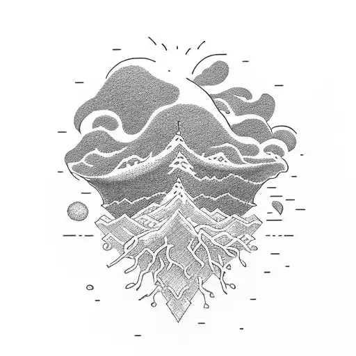 Climb the steep peak, let your roots embrace the soil, and let your spirit sail upon the sea, for in darkness, you'll fi tattoo design idea