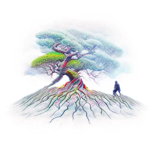 Climb the steep peak, let your roots embrace the soil, and let your spirit sail upon the sea, for in darkness, you'll fi tattoo design idea