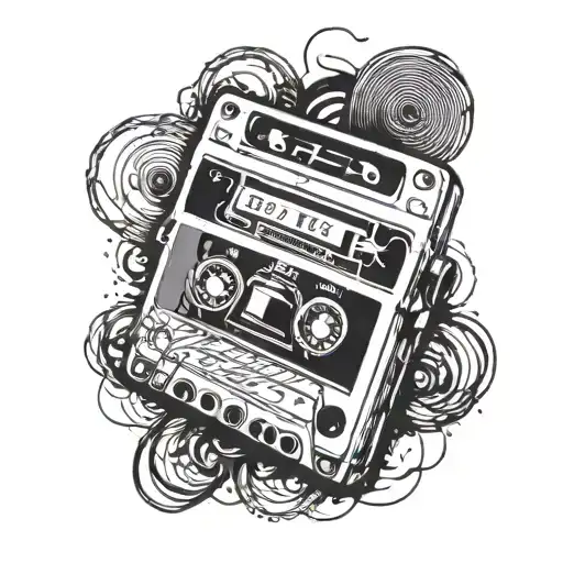 A cassette tape with a mix of Bruce Springsteen's greatest hits tattoo design idea