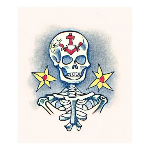 skeleton emo girl tattoo design idea