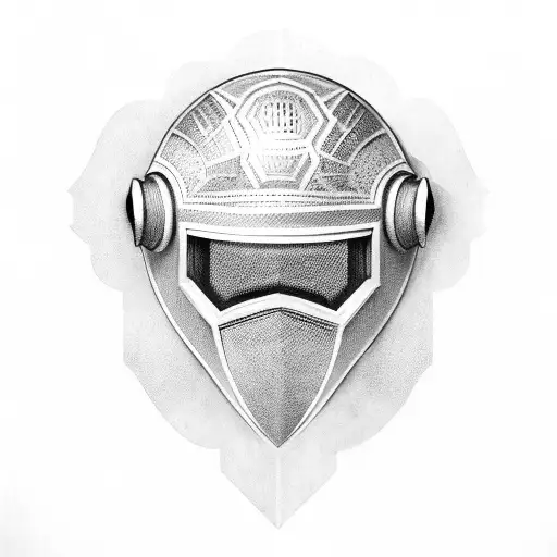 Knight helmet made of A Ž letters tattoo design idea