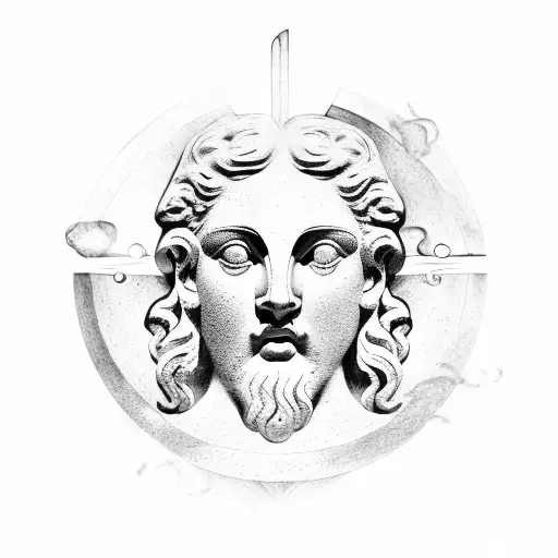 ancient Greek statue with fire earth wind water tattoo design  tattoo design idea