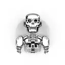 A terminator robot smelling a flower illustration.  tattoo design idea