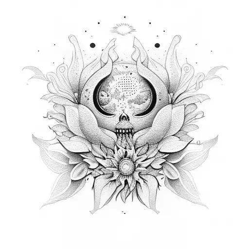 coucher de soleil cerisier en fleur tattoo design idea