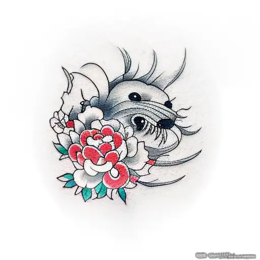 coucher de soleil cerisier en fleur tattoo design idea