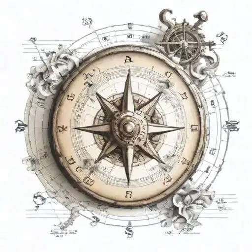 vintage Compass music sheet transforming tattoo design idea