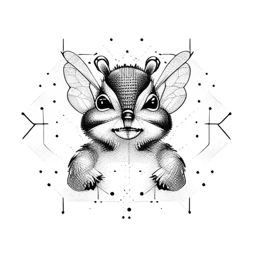 honeybee and chipmunk tattoo design idea