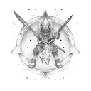 posiden with his weapon controlling world and showing dominance tattoo design idea