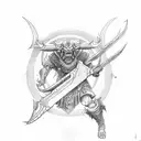 posiden with his weapon controlling world and showing dominance tattoo design idea