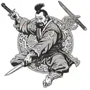 cossack holding sword tattoo design idea