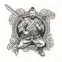 cossack holding sword tattoo design idea